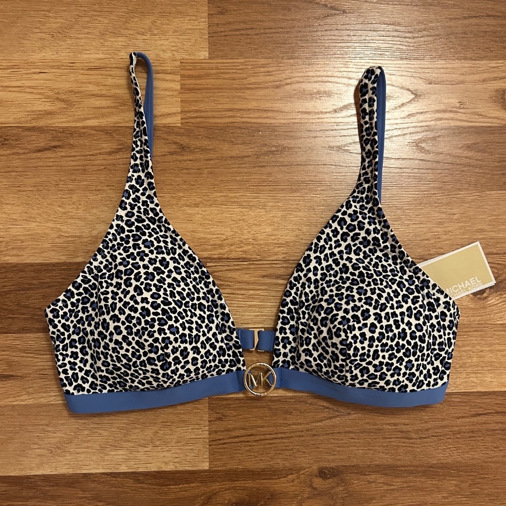 NWT Michael Michael Kors Women's Blue Animal Print Bikini top